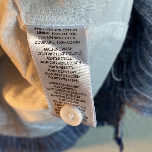 Beach lunch lounge linen button down shirt tank dress cottage coastal lagen M - Picture 12 of 12